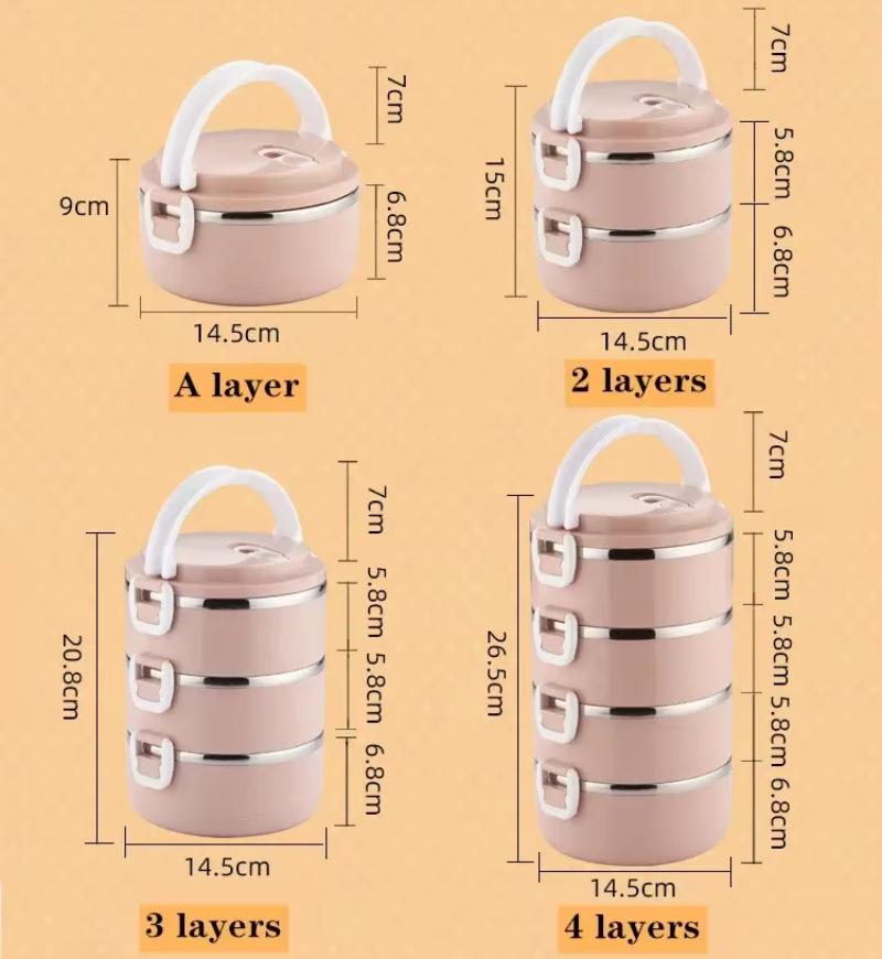 1-4 Layer Food Storage Containers Microwaveable Bento Lunch Box with Handle Insulated Food Container for Work School Camping Box