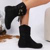 Retro Western Short Boots Women's Autumn New Style for Holiday Travel Pair with Skirts National Ethnic Wind Birk Short Boots