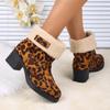 fashion Ladies Shoes 2024 Brand Slip-on Women's Boots New Leopard Print  Casual Boots Women Winter Plus Size Short Plush Mid-Calf Boots