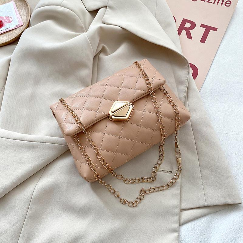 Girls Quilted Crossbody Shoulder Bag Stylish Solid Color Chain Bag For Women Christmas Gifts