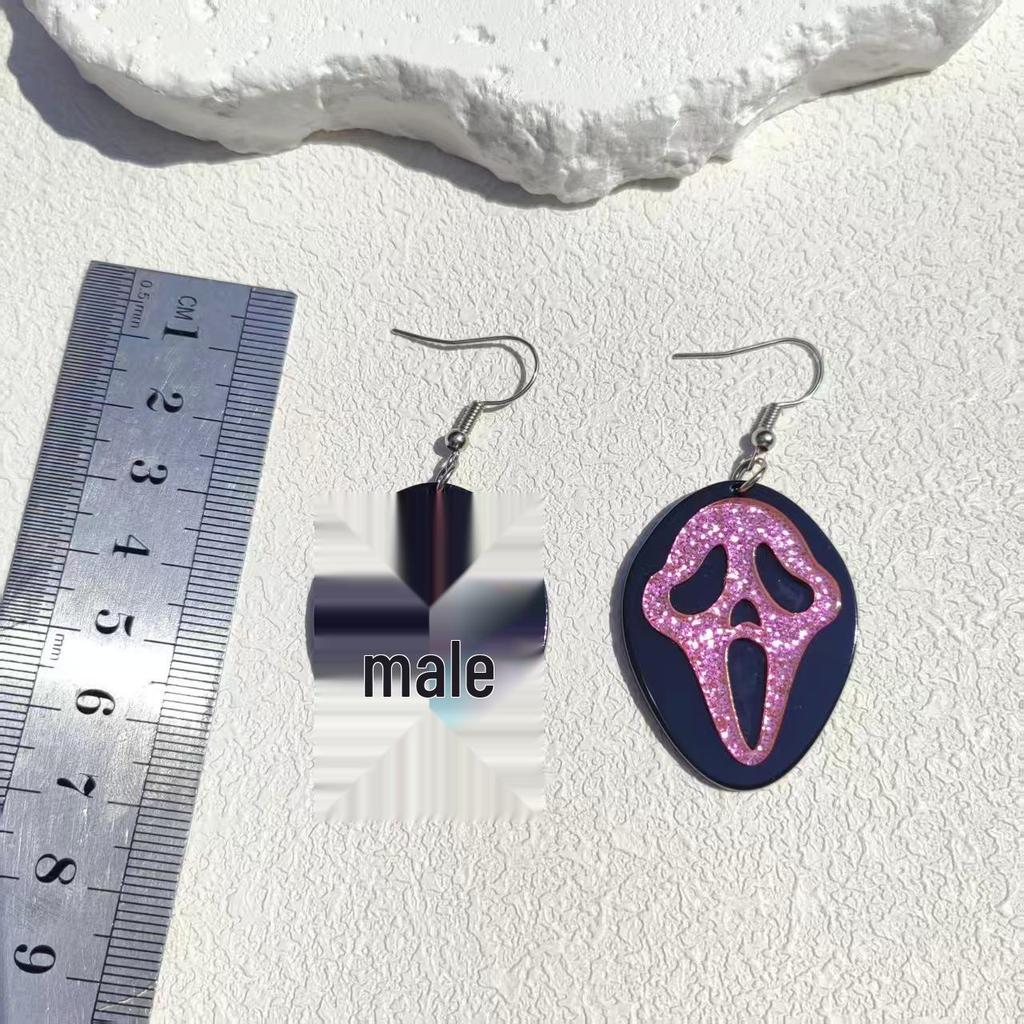 Halloween UFO Ghost Face Pumpkin Head Earrings: Cute, Exaggerated, Scary, Glittery, Bright Earrings for Women