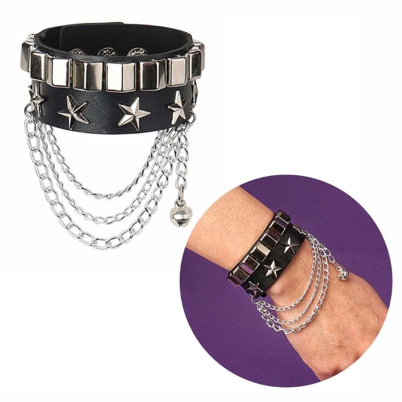 European and American Punk Lovers Rivet Bracelet Star-shaped Leather Bracelet Non-mainstream Rock Bracelet Jewelry