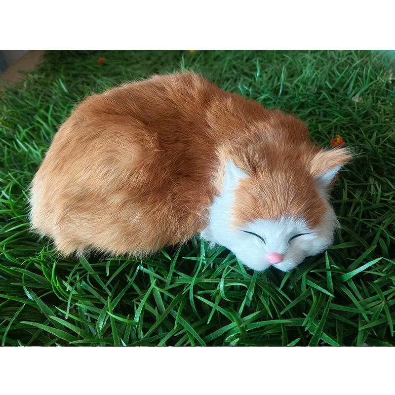 Ev Dekorasyonu İçin El Yapımı Gerçek Kürk Kedi Model Peluş Süs
