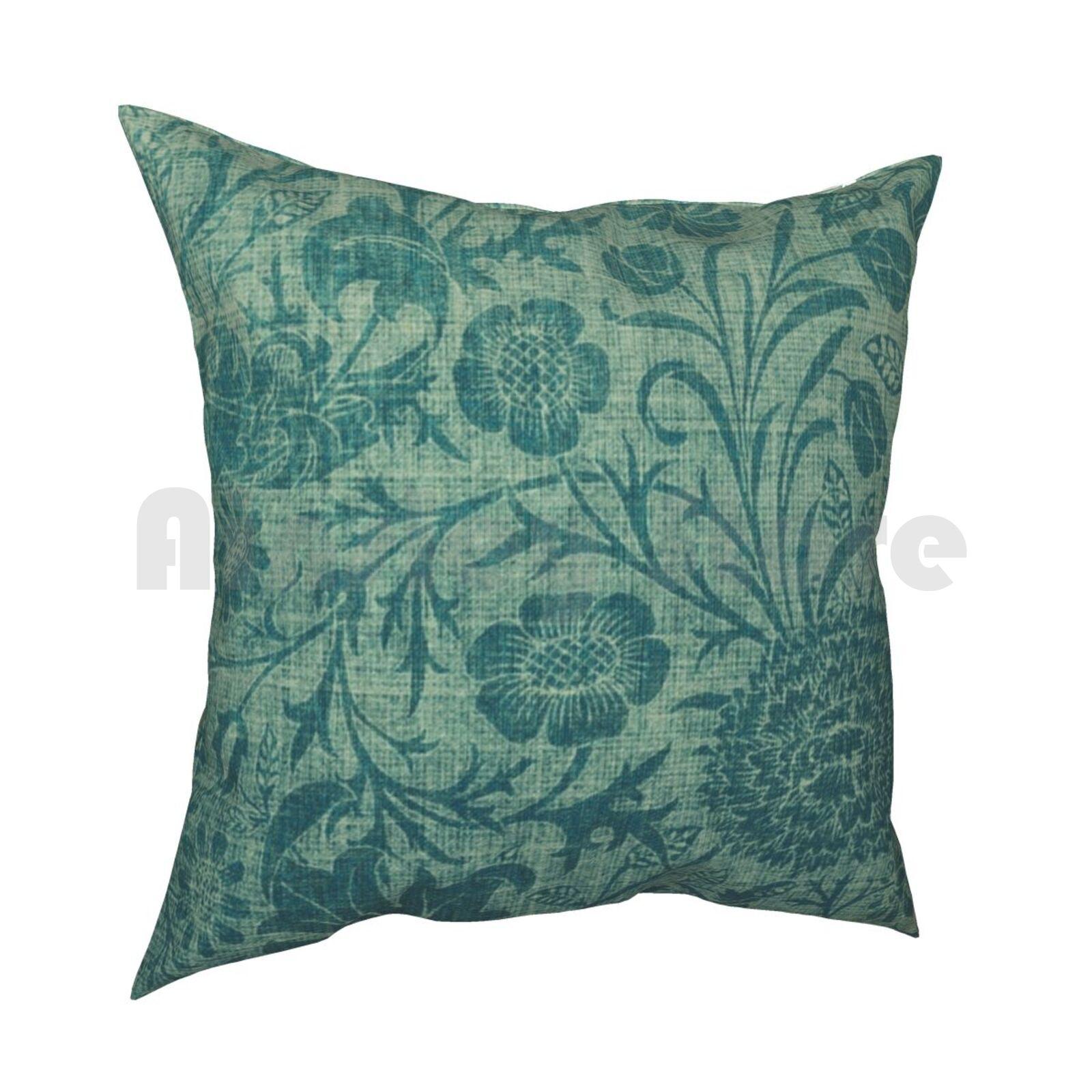Teal Art Nouveau Vintage Floral Pattern Teal William Morris Beautiful Fabric Pattern Refabricated Modern 30x30cm 12x12in