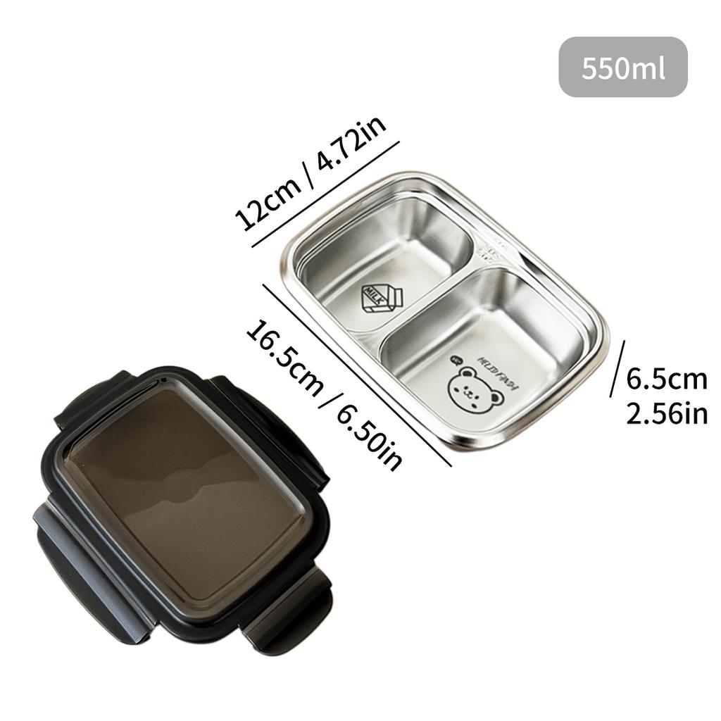 WORTHBUY 304 Stainless Steel Divided Bento Lunch Box Portable Leak-proof Food Container With Compartments For Students Kids