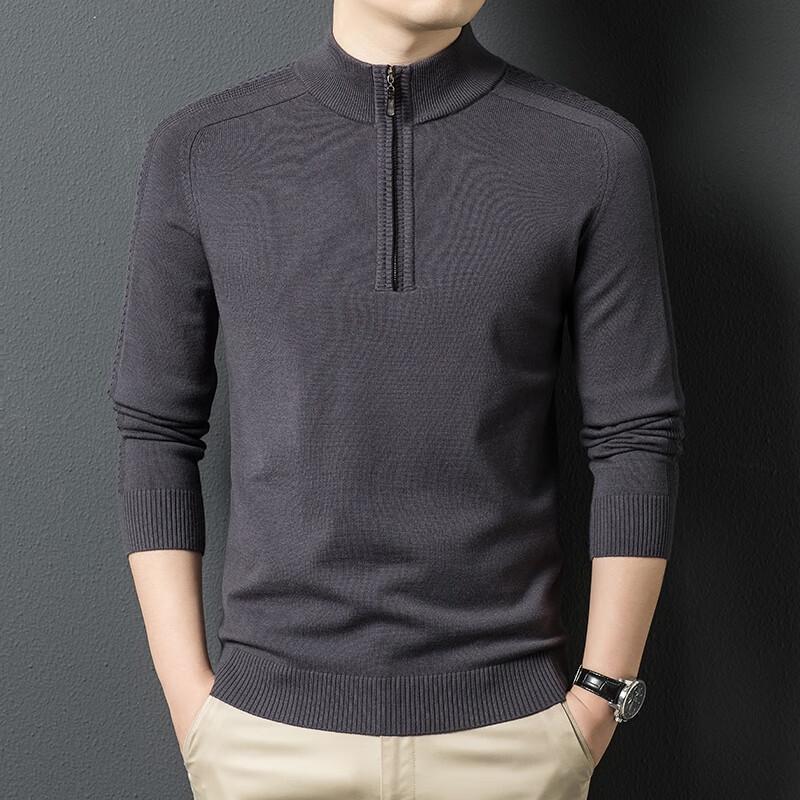 Men's Casual Stand Collar Quarter-Zip Pullover Sweater