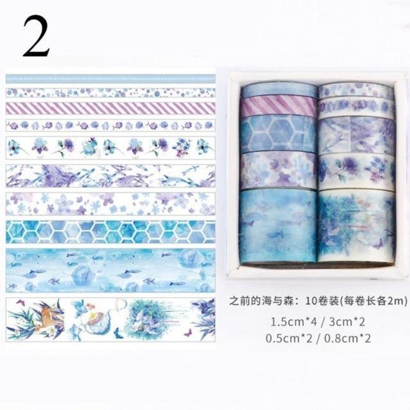 10Pcs / Set Decorative Kawaii Washi Tape Set Sea and Forest Series Japanese Paper Stickers Japanese