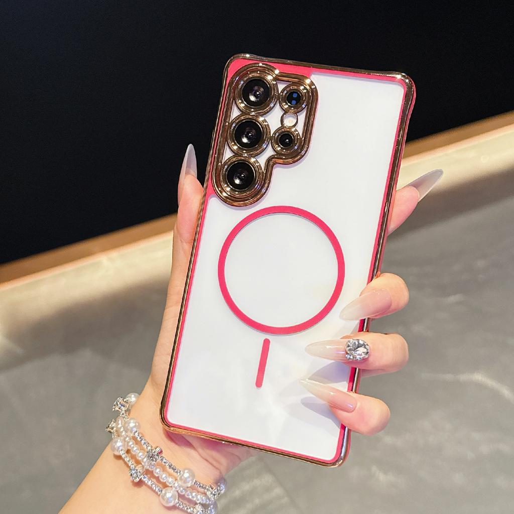 For Samsung Galaxy S25 Ultra Magnetic Case TPU Acrylic Phone Cover with Detachable Lens Frame