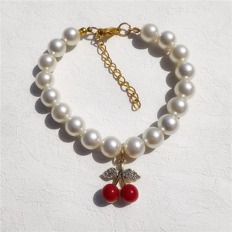 Pet necklace cat pearl collar dog collar necklace fruit pendant cat and dog scarf jewelry princess style XS 15-20cm оранжевый