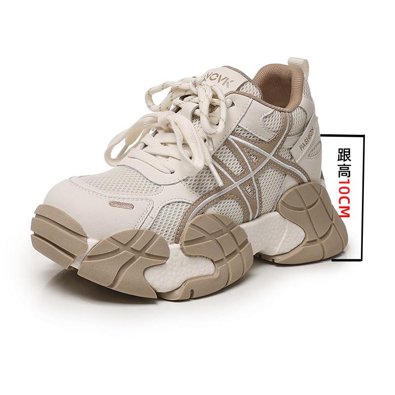Autumn new mesh breathable casual shoes small height increase women's shoes retro platform shoes women's