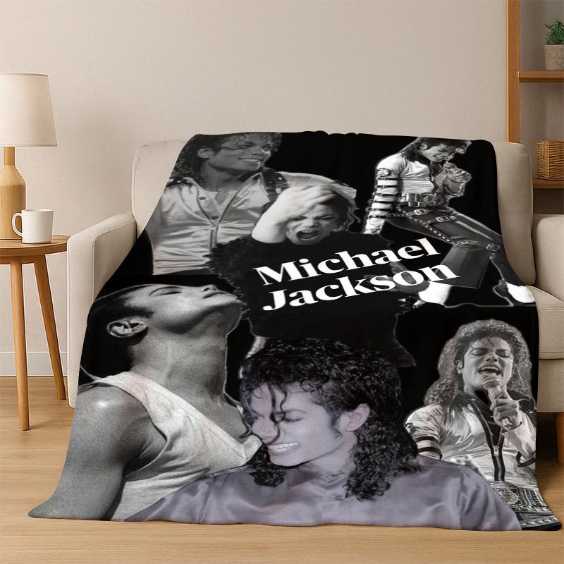 MJ Michael Jackson King of Pop Star Flannel Blanket Soft Warm Blanket Throw Blanket for Bedroom Living Room Bed Travel Picnic