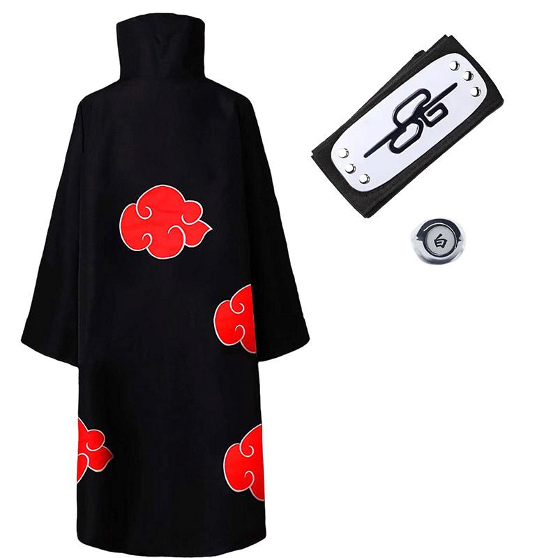 Bilibili Anime Akatsuki Deidara Cosplay Kostuum Uchiha Itachi Rode Wolk Mantel Gewaad Mantel Hoofdband Accessoires Halloween Kleding Kids 135 (XXS)