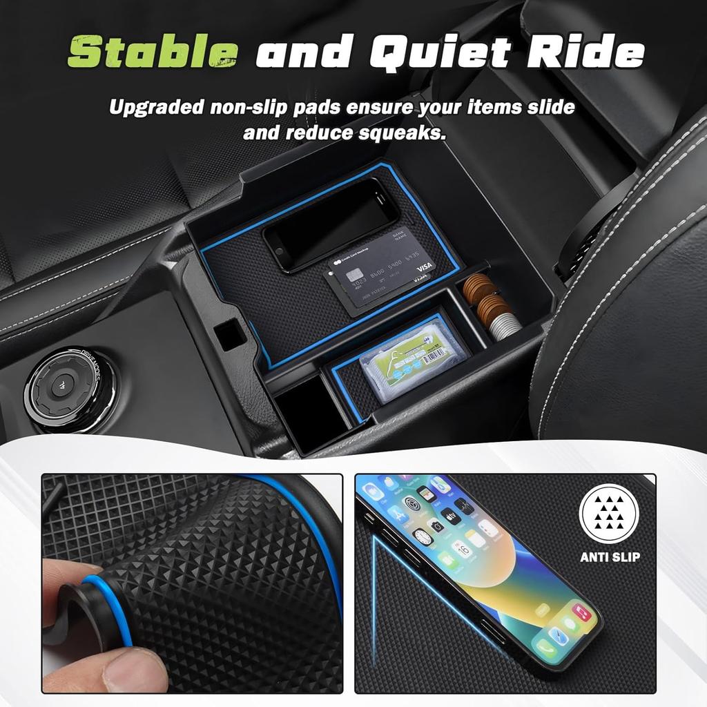 For 2025 Upgraded Ford Ranger Center Console Organizer,2024 2025 Ford Ranger Armrest Storage Box With 2 Color Mats,Ert Console Tray Ranger