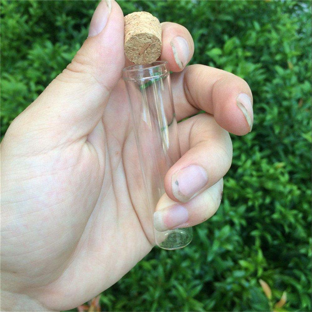 Set of 100 13ml Food-Grade Glass Bottles with Cork Stoppers, Test Tube Glass Bottles, Transparent Glass Seal Containers (Set of 100, 13ml (18x80x15mm)