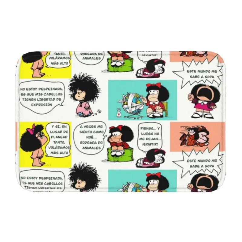 Cartoon Hübsches Mädchen Fußmatte Retro Mafalda Manga Vorderer Boden Eingangsbereich Matte Quino Manga Cartoon Badezimmer Teppich Küchenmatte