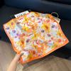 Fashion Black and White Printing Temperament Square Scarf Imitation Silk Korean Version Decorative Scarf Scarf Professional Decorative Shawl Silk Scar