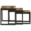 Nesting Table Set 3 Pcs Solid Mango Wood and Metal