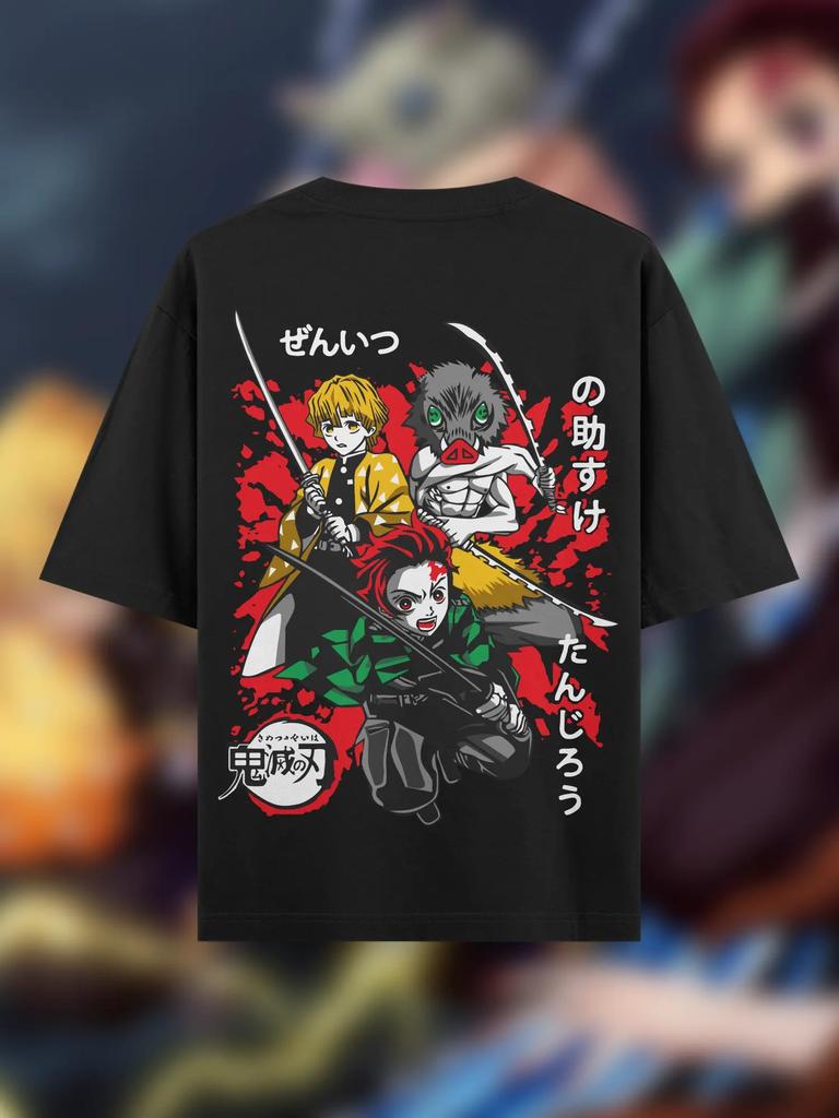 Letní pánské tričko s anime potiskem Demon Slayer Kreslený nadrozměrný top Pánské Dámské Unisex Krátký rukáv Vysoce kvalitní Těžká bavlna
