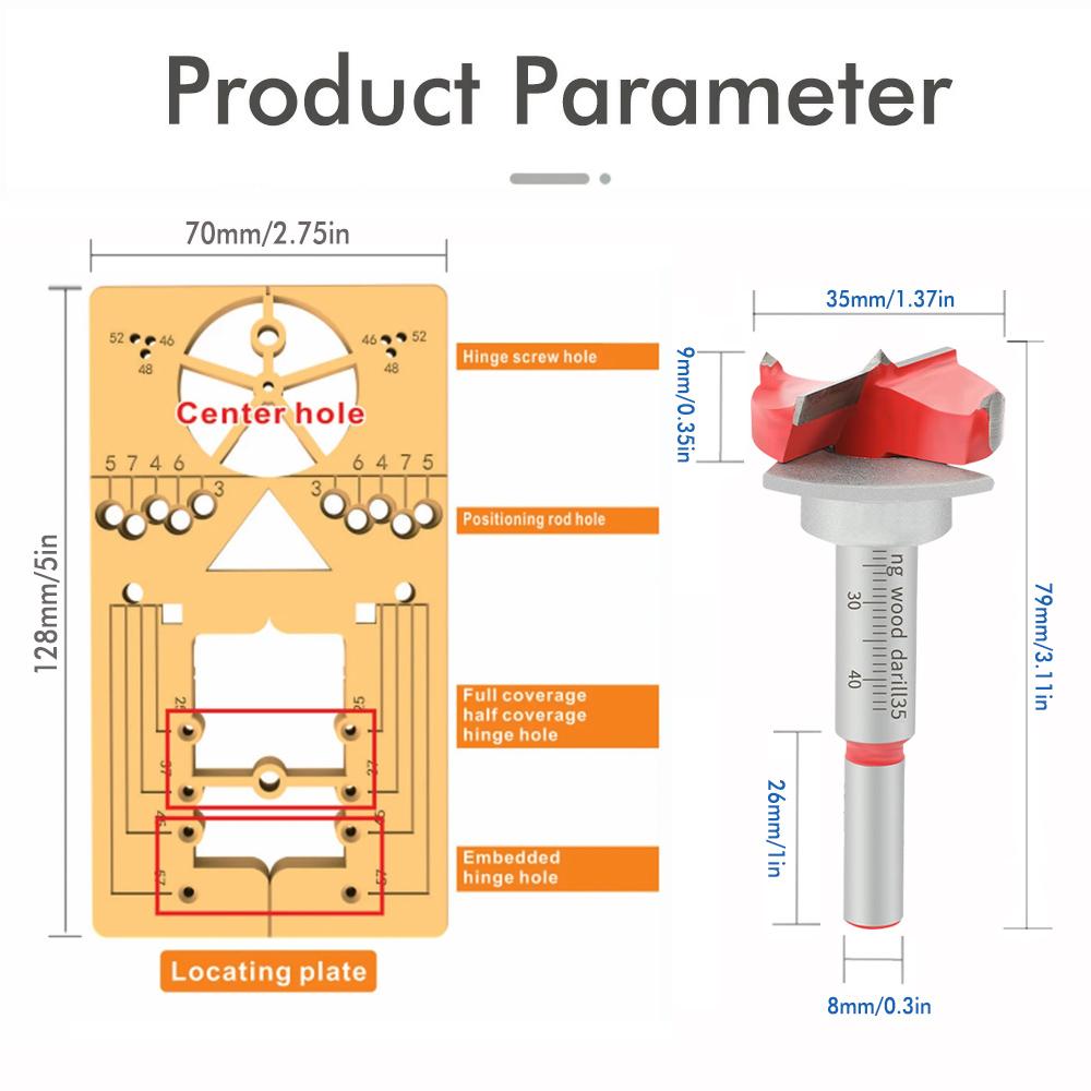 35mm Hinge Drill Guide Locator Jig for Woodworking Cabinet Door Installation, Essential Accessories for Efficient Drilling
