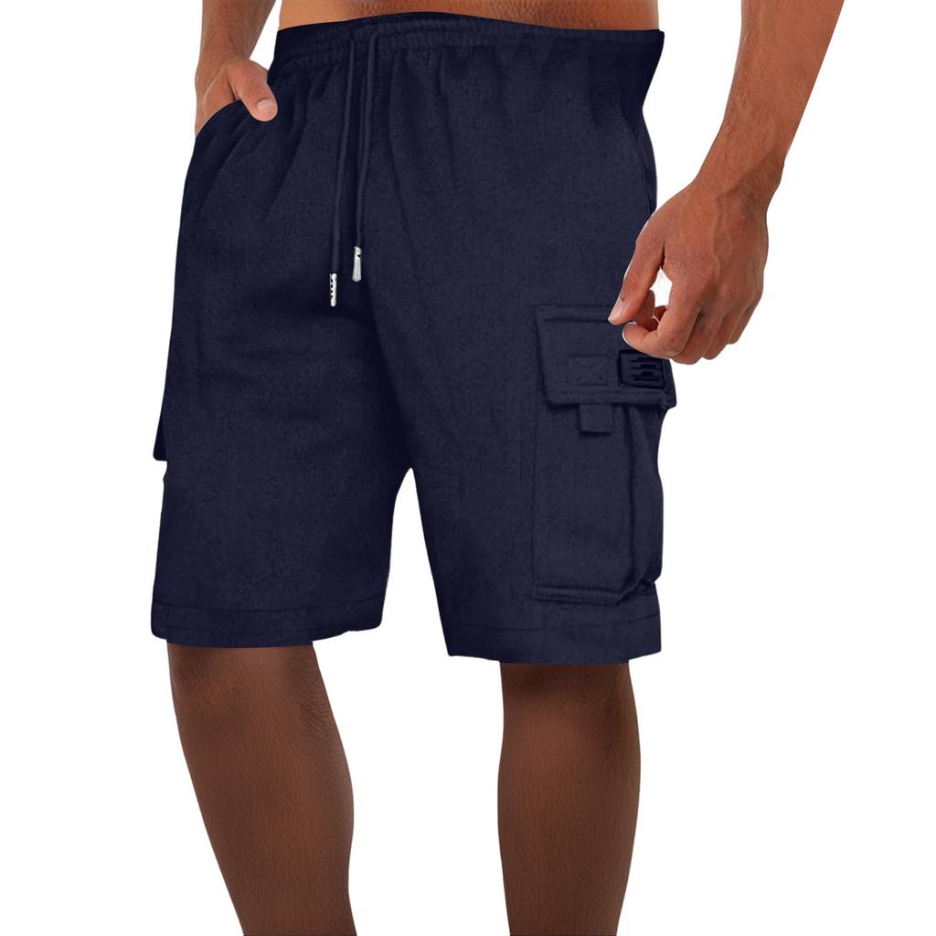 Shorts Masculinos Casuais com Cordão Cintura Elástica Shorts Esportivos para Homens com Bolsos Shorts de Academia para Homens Shorts Cargo para Homens