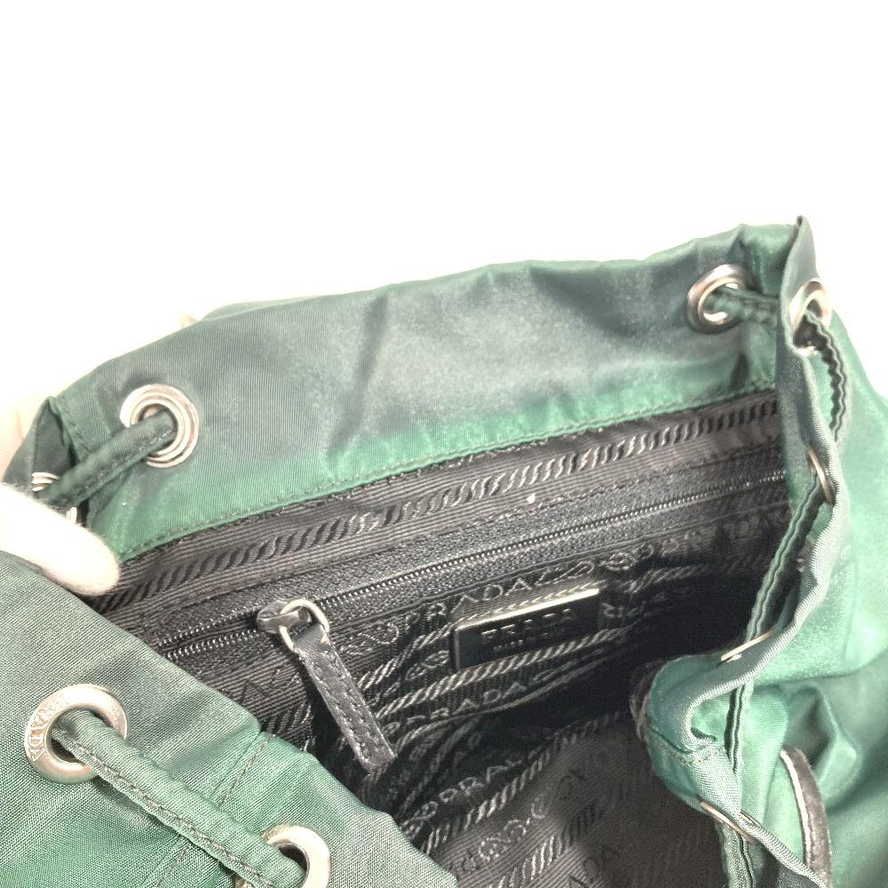PRADA Bicolor triangle logo Backpack Leather / Nylon Green/Black