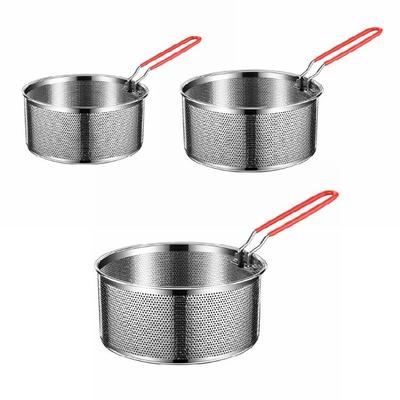Fry Basket for Cooking Stainless Steels Deep Fry Basket Round Net Serving Food