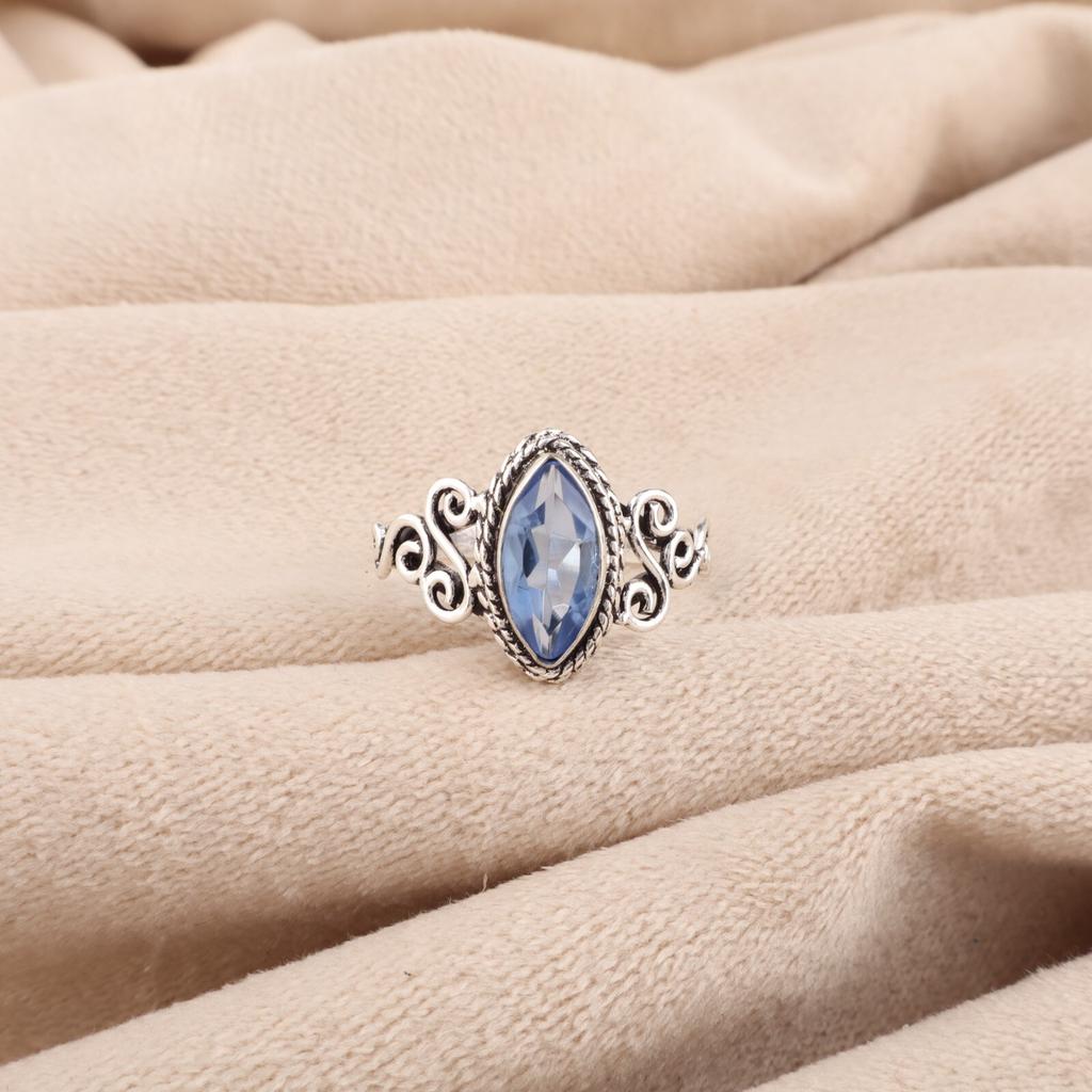 Natural Tanzanite  Gemstone 925 Sterling Silver Jewelry Handmade Wedding Ring PR-1-7