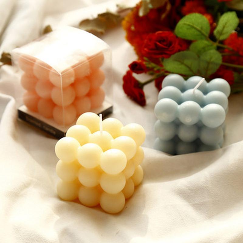 Cube Bubble Cube Candle Geometric Ornament Home Fragrance Creative Photography Props Birthday Gifts Home Decoration