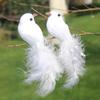 6/12Pcs Realistic White Artificial Feather Birds Fake Doves Foam Bird Figurines with Pearl Sccents