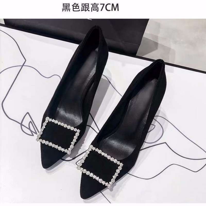 Shoes female student Korean version 2025 spring and autumn new light mouth versatile black work shoes buckle thick heel high heels women