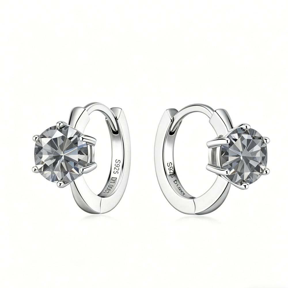 6.5mm Simple Fashion Light Luxury Hoop Earrings Unique Design D VVS1 High Quality Moissanite Jewelry 6.5mm серый