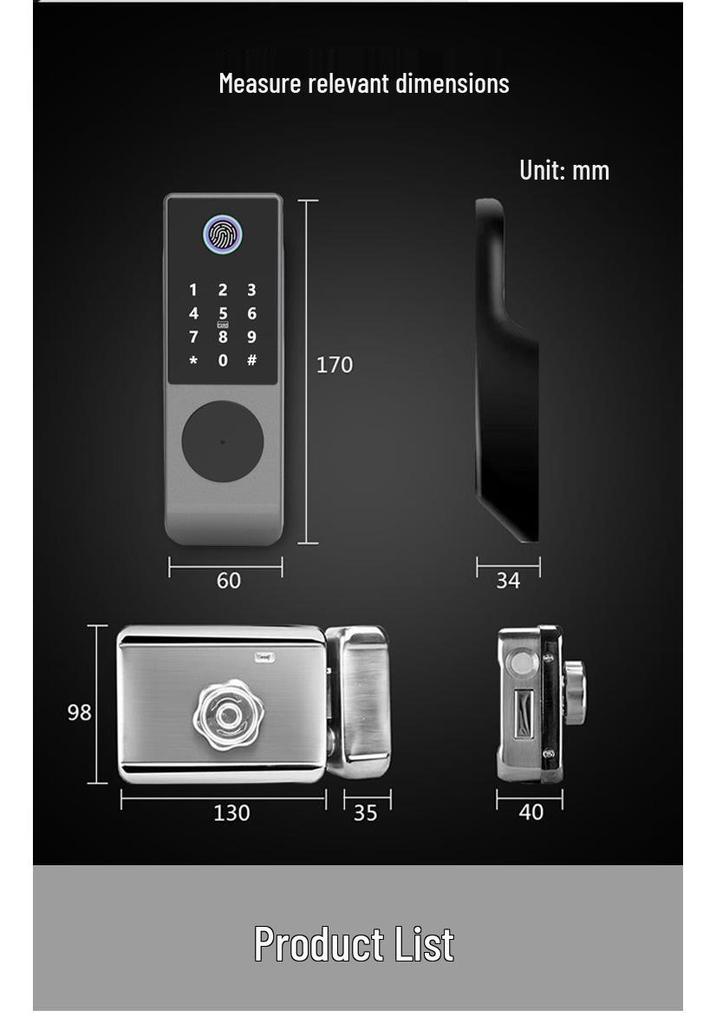 Waterproof Outdoor Smart Fingerprint Door Lock with Password Compatibility