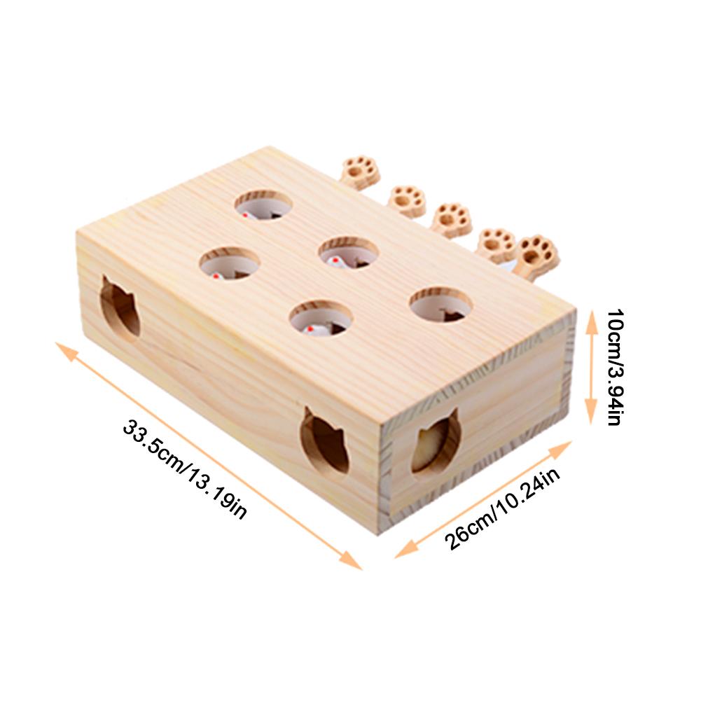 Wooden Whack-A-Mole Cat Toy Catch Mice Game Cat Enrichment Toys for Cats & Kittens