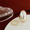 Pearl Large Elegant Ring With Fashionable Chain Design Adjustable For All Occasions