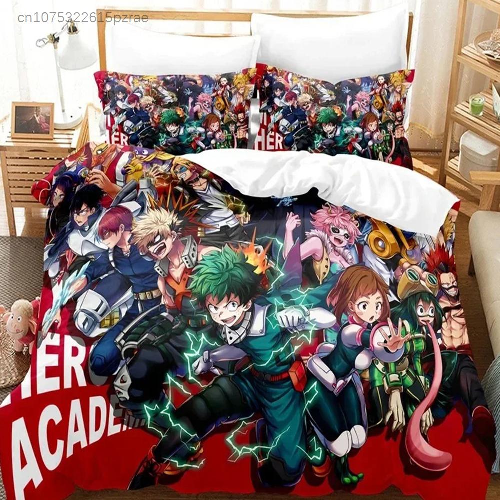 Nové povlečení My Hero Academia do ložnice Měkké moderní přehozy Pohodlný dětský povlak na peřinu Povlak na přikrývku a povlak na polštář