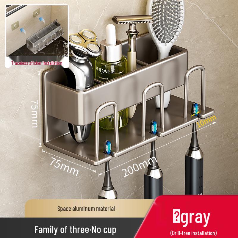 Wall-Mounted Punch-Free Toothbrush and Mouthwash Holder Set