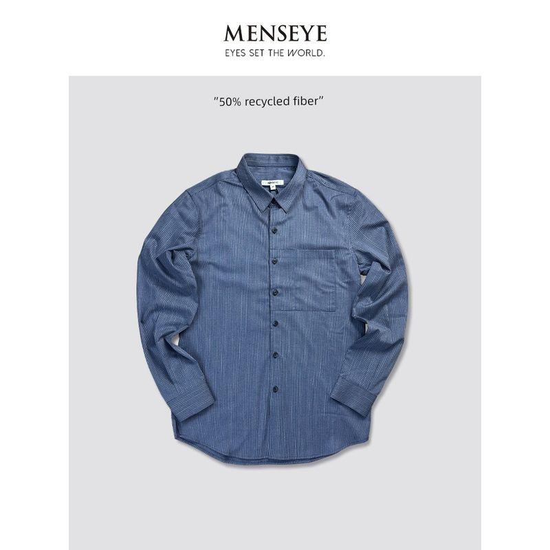Menseye Men's Long-Sleeved Shirt, Men's Regenerated Cellulose Stripes, Versatile, Skin-Friendly, Business Casual