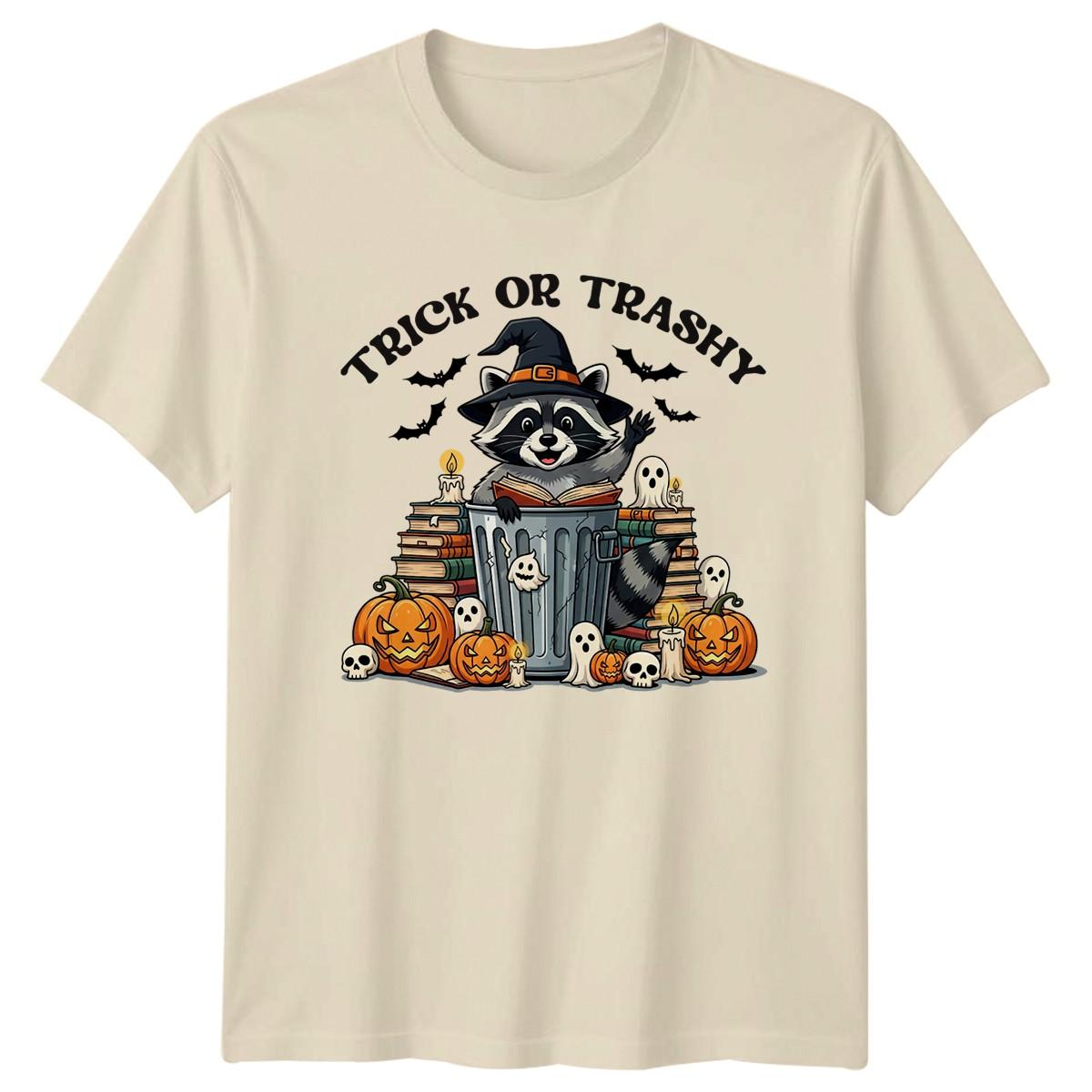 Trick Or Trashy T-Shirt Raccoon Halloween Gift For Him And Her L