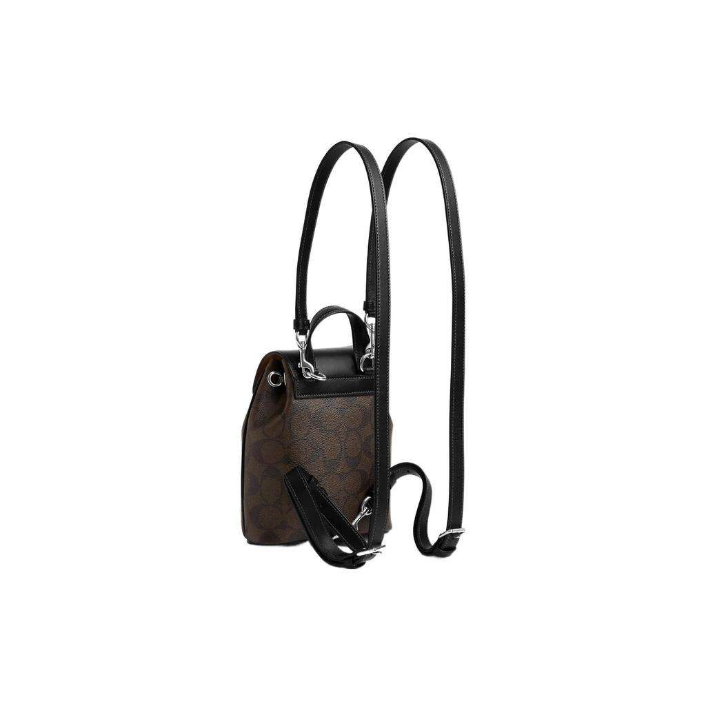 COACH Amelia Canvas With Smooth Leather Backpack Small Women's Black & Brown CL458-SVBRB