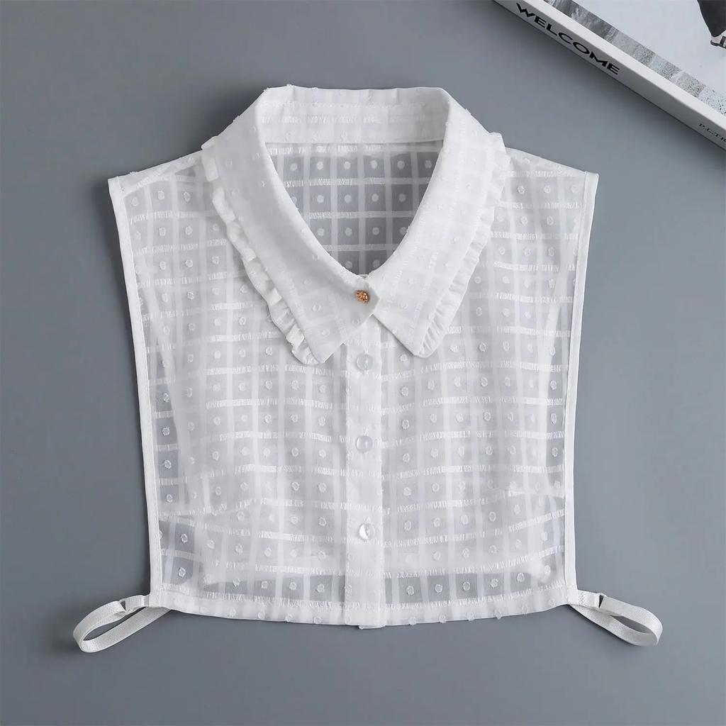 Korean Lapel Button Fake Collar for Women's Shirt Detachable Collar White False Collar Top For Women Sweater Decor