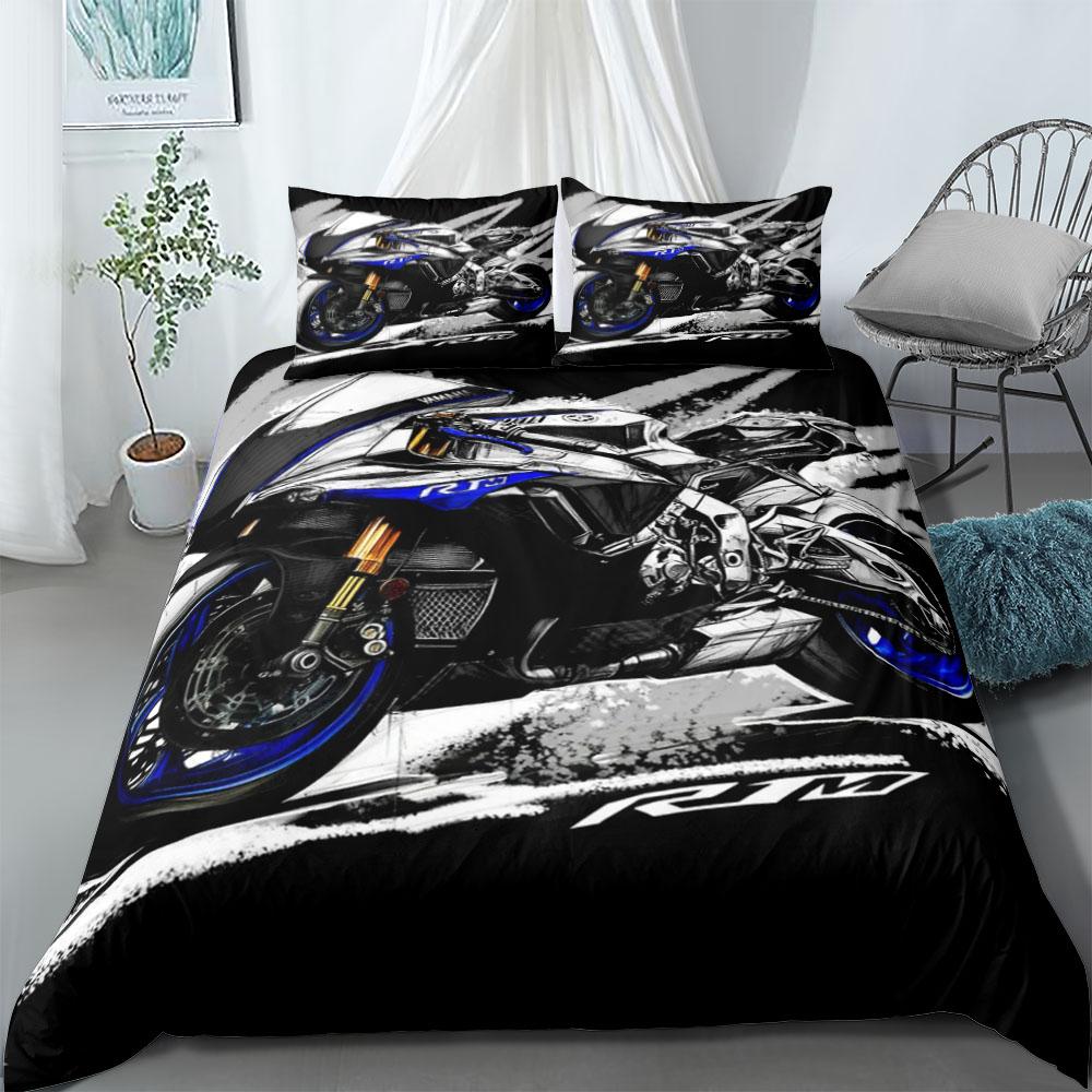 Motorcycle Rider Duvet Cover Set UK Single Double Queen US Twin Full King Size Bed Linen Set
