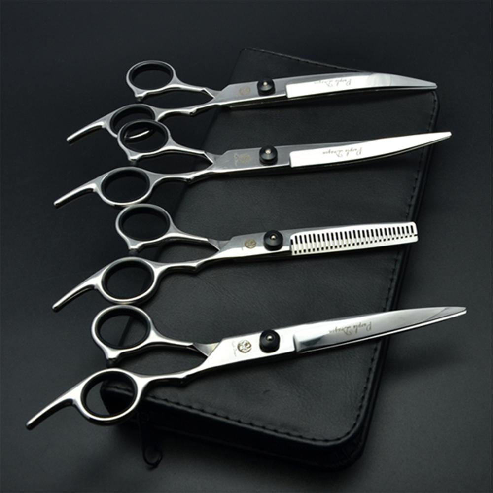 Foarfece Profesionale pentru Tuns Câini 7'' Foarfece de Tuns Păr Pieptene Subțiere Curbat Salon Pisici Animale de Companie Coafură Oțel Japonez Z4001