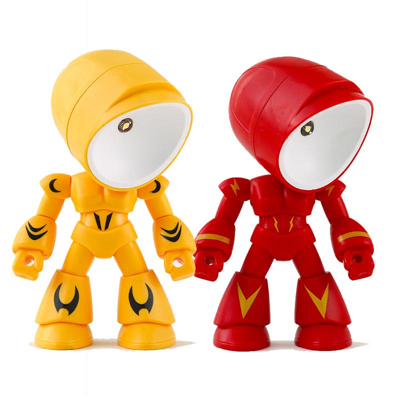 Kreative Cartoon DIY Kleine Nachtleuchte Mini Schreibtischdekoration Magnetische Tischlampe Roboter Held Krieg Polizei Geschenk für Freund