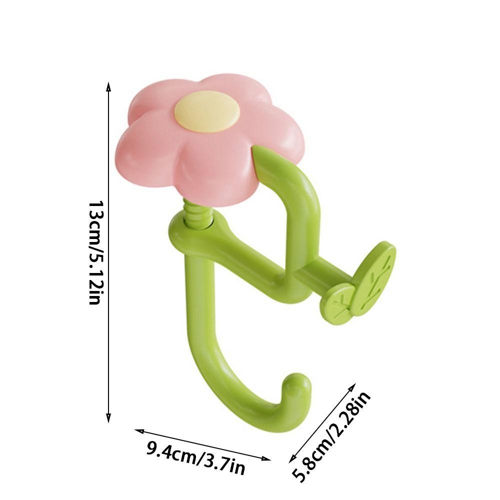 Cute Flower-Shaped Bag Hook Removable Adjustable Desk-Edge Hook Punch-free Desktop Storage Hook for Office Headphones Backpacks