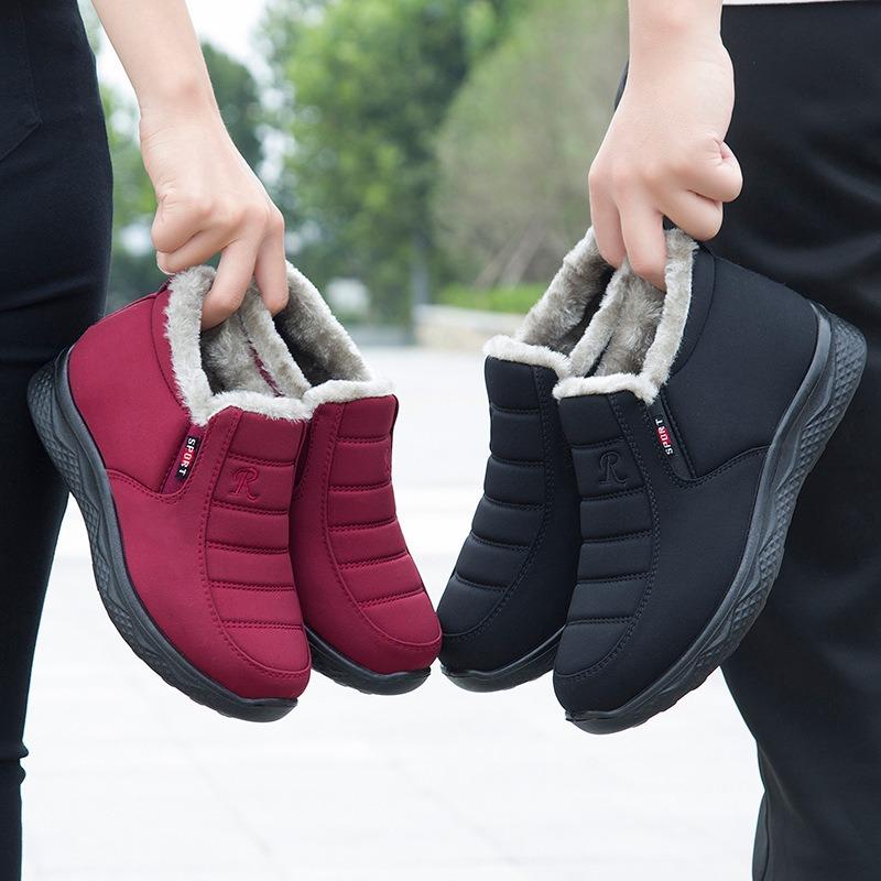 Winter New Snow Boots Women's Velvet Thickened Mother Cotton Shoes Low-top Middle-aged Elderly Waterproof and Non-slip Short Boots