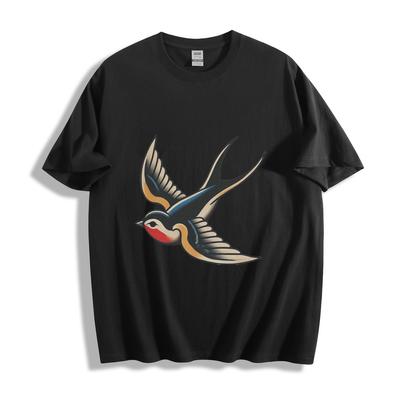 T-shirt Tatuaggio Rondine - Classico Design Vintage Uccello Maglietta Unisex