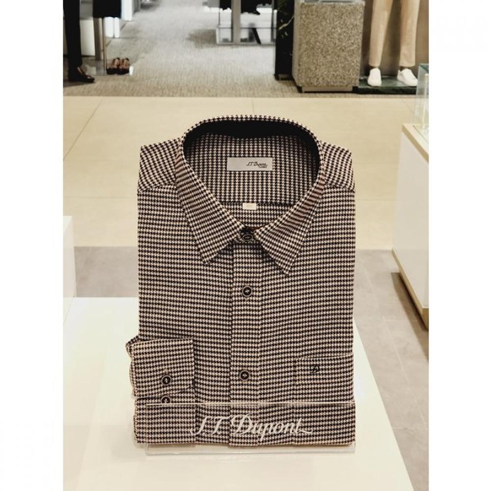 S.t. Dupont Houndstooth Fleece Regular Fit Long Sleeve Shirt Se4fm11ls223sbw 95