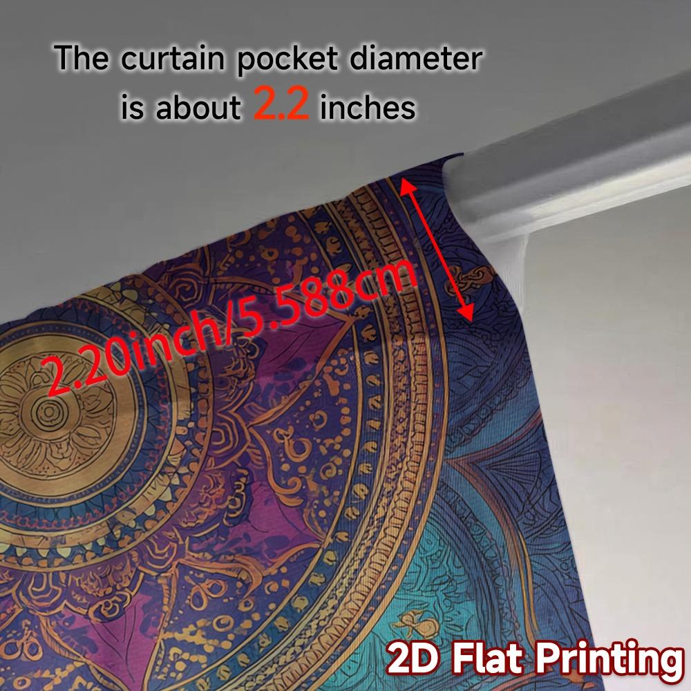 2D FLAT PRINTING 2pcs Curtains (Without Rod) Floral Mandala Design (2) Holiday Ramadan Printed Curtains Durable Polyester Fabric