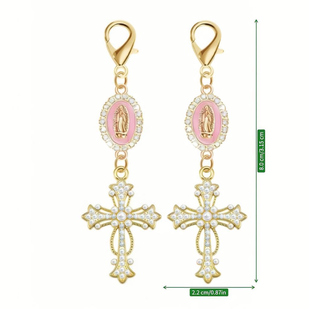Pink Charm Cross Keychain for Car Bag Keyring