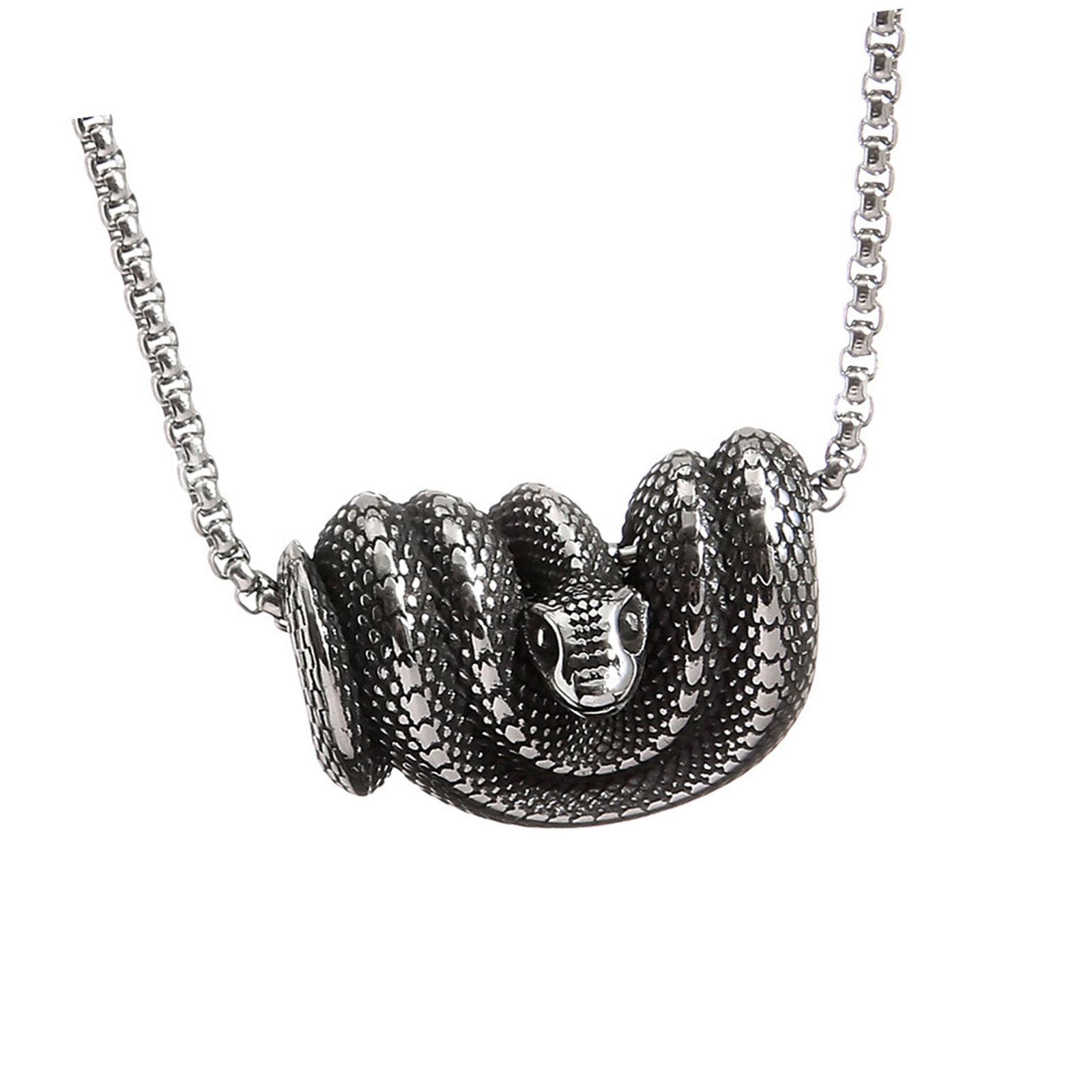 

Gothic Snake Pendant Necklace Accessories Edgy Ouroboros Snake Necklace Stainless Steel Chain for Bold Fashion Statement 5